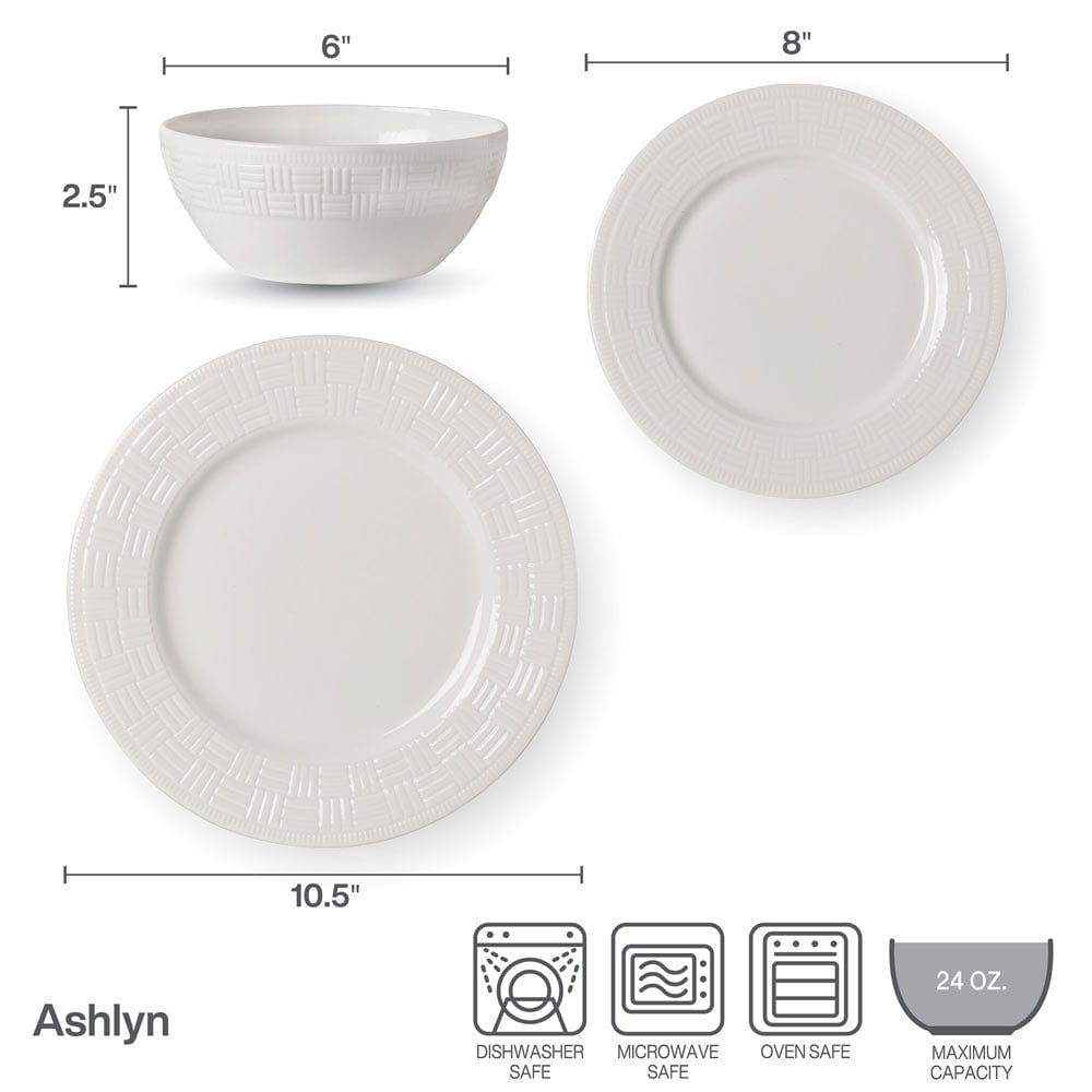 Ashlyn Vegan Bone 12 Piece Dinnerware Set, Service for 4