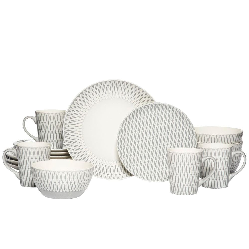 Aurora Grey 16 Piece Dinnerware Set, Service for 4