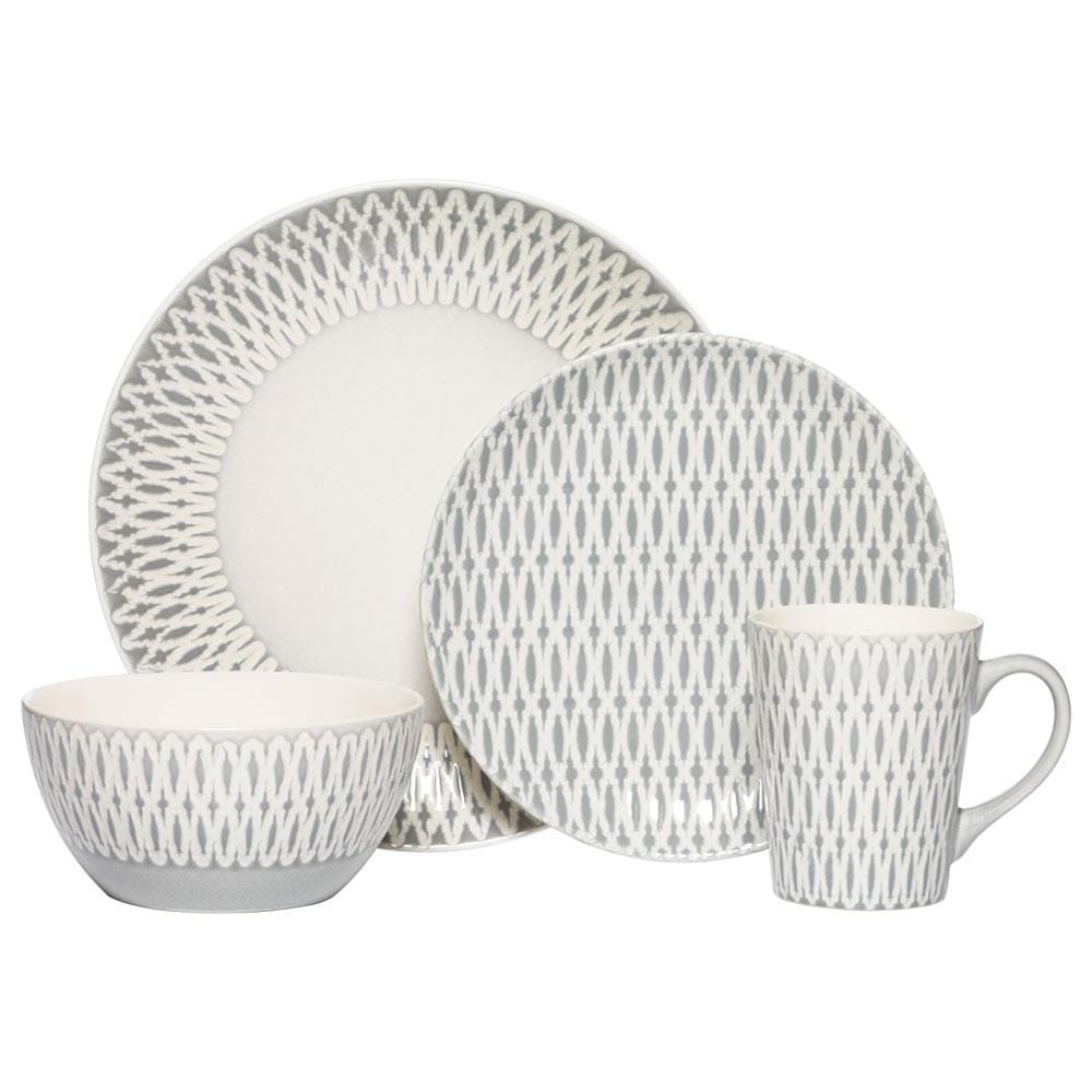 Aurora Grey 16 Piece Dinnerware Set, Service for 4