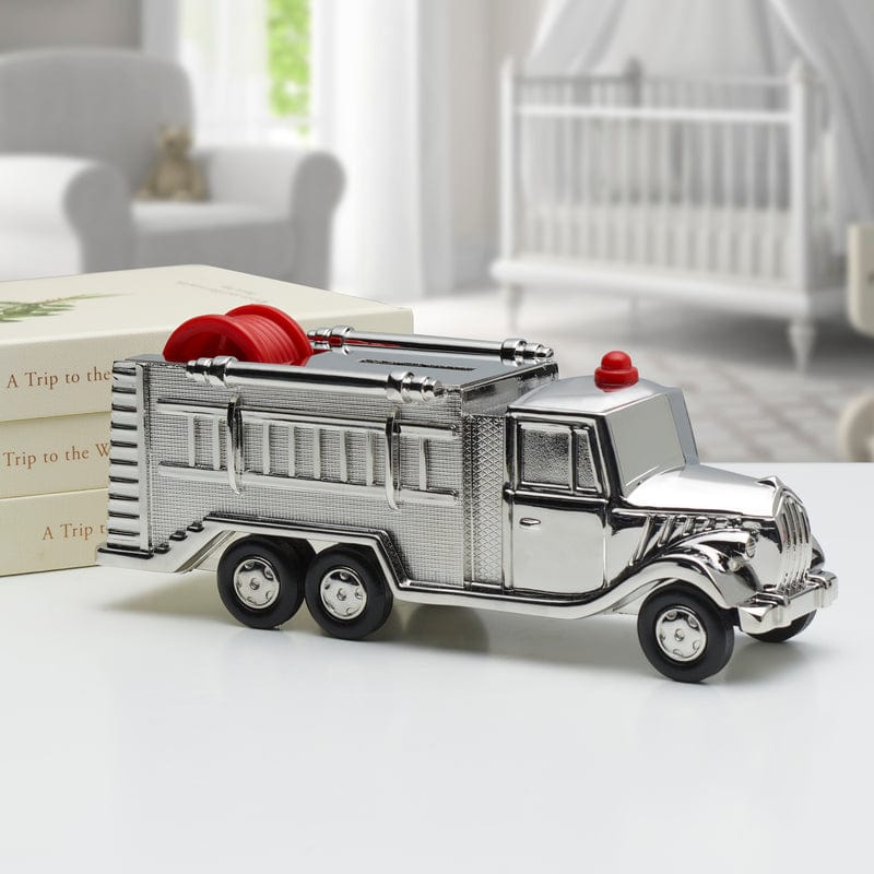 Baby Fire Engine Bronze Plated Coin Bank
