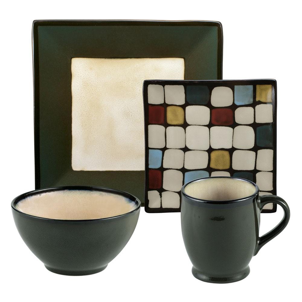 Belmont Square Green Dots Dinnerware Set