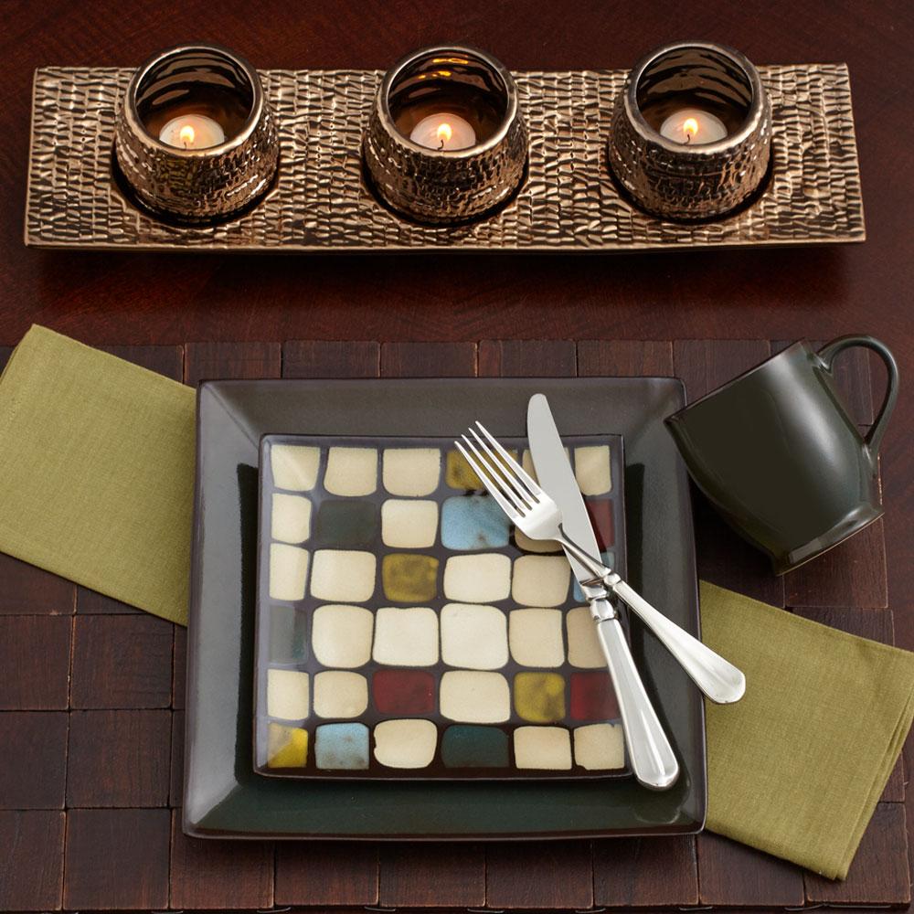 Belmont Square Green Dots Dinnerware Set