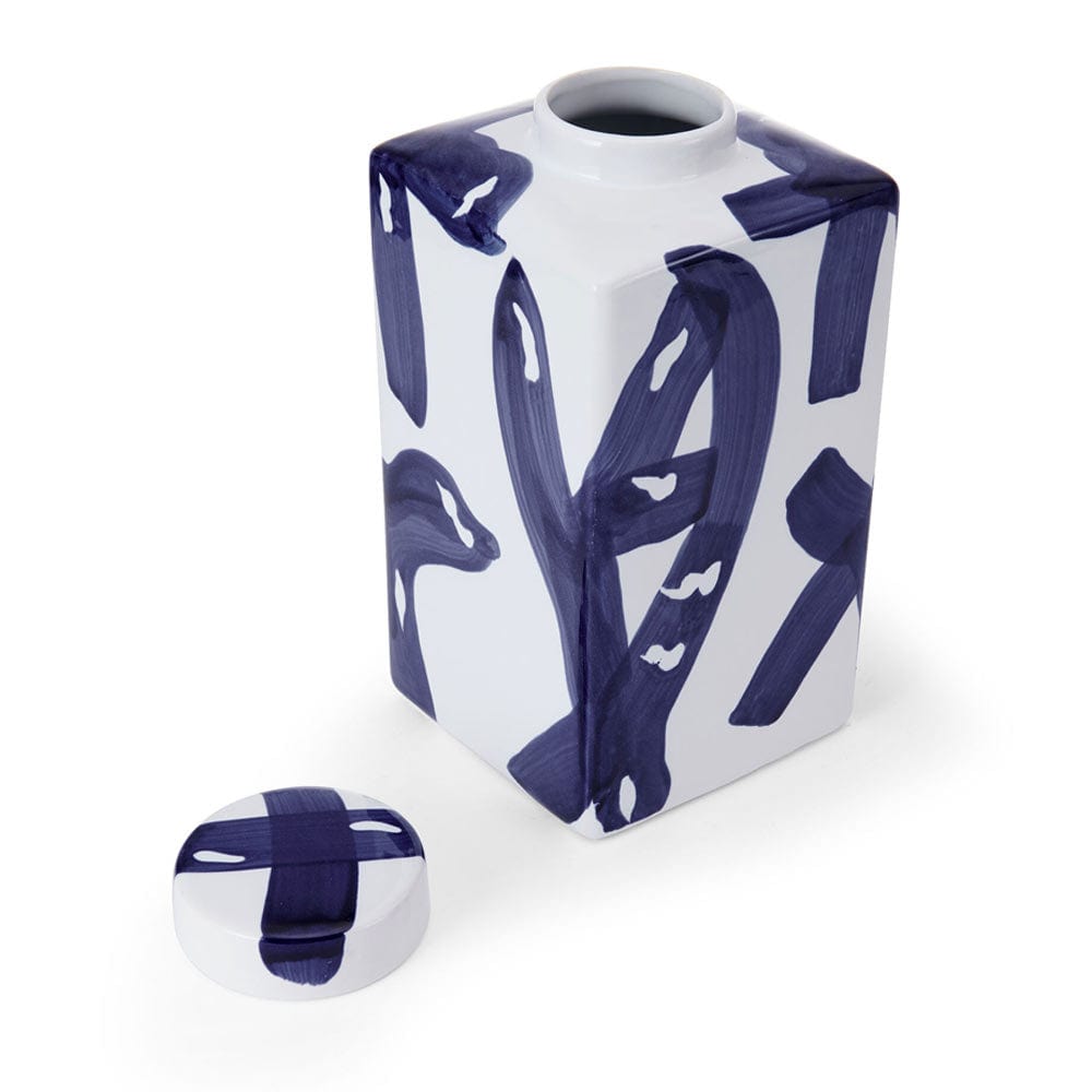 Paint Stroke Decorative Square Ginger Jar Canister