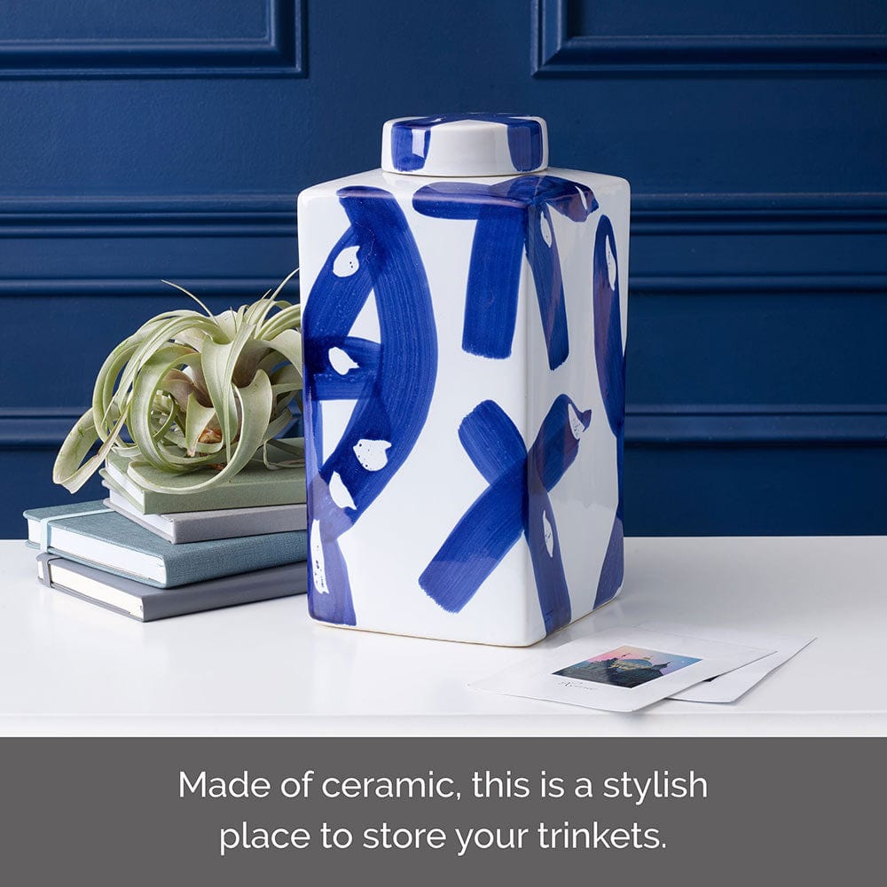 Paint Stroke Decorative Square Ginger Jar Canister