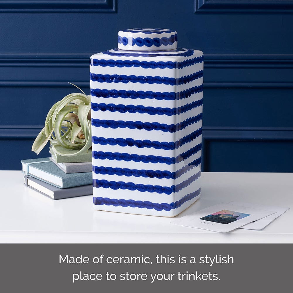 Ripple Stripe Decorative Square Ginger Jar Canister