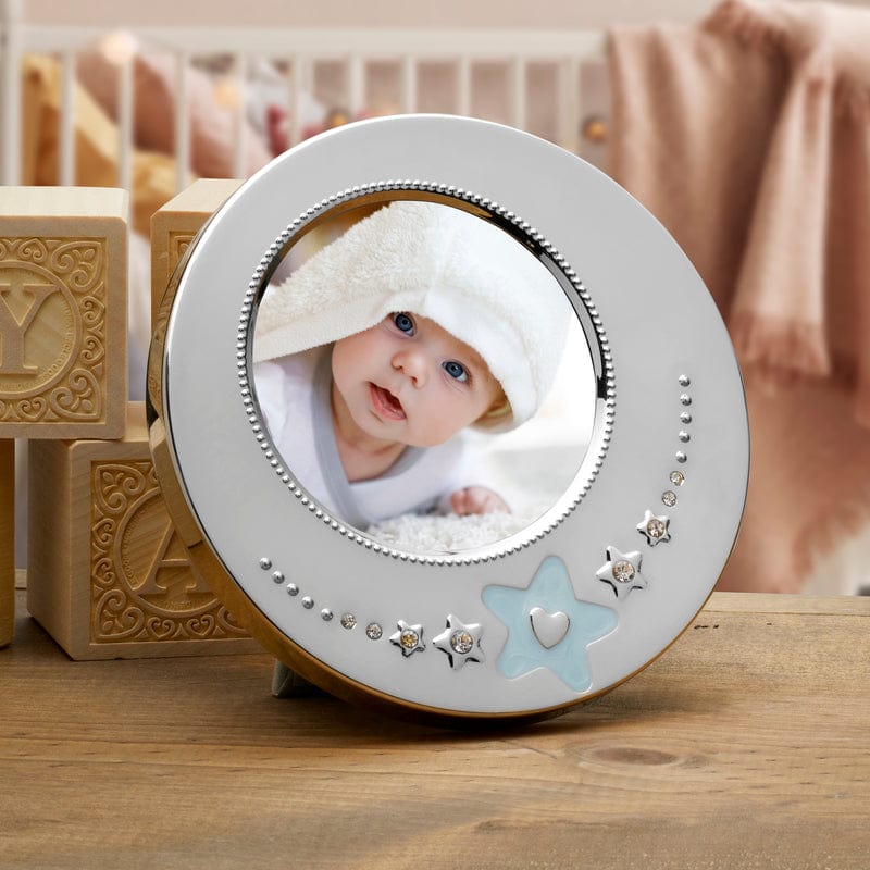 Baby Blue Star Nickelplate Round Frame