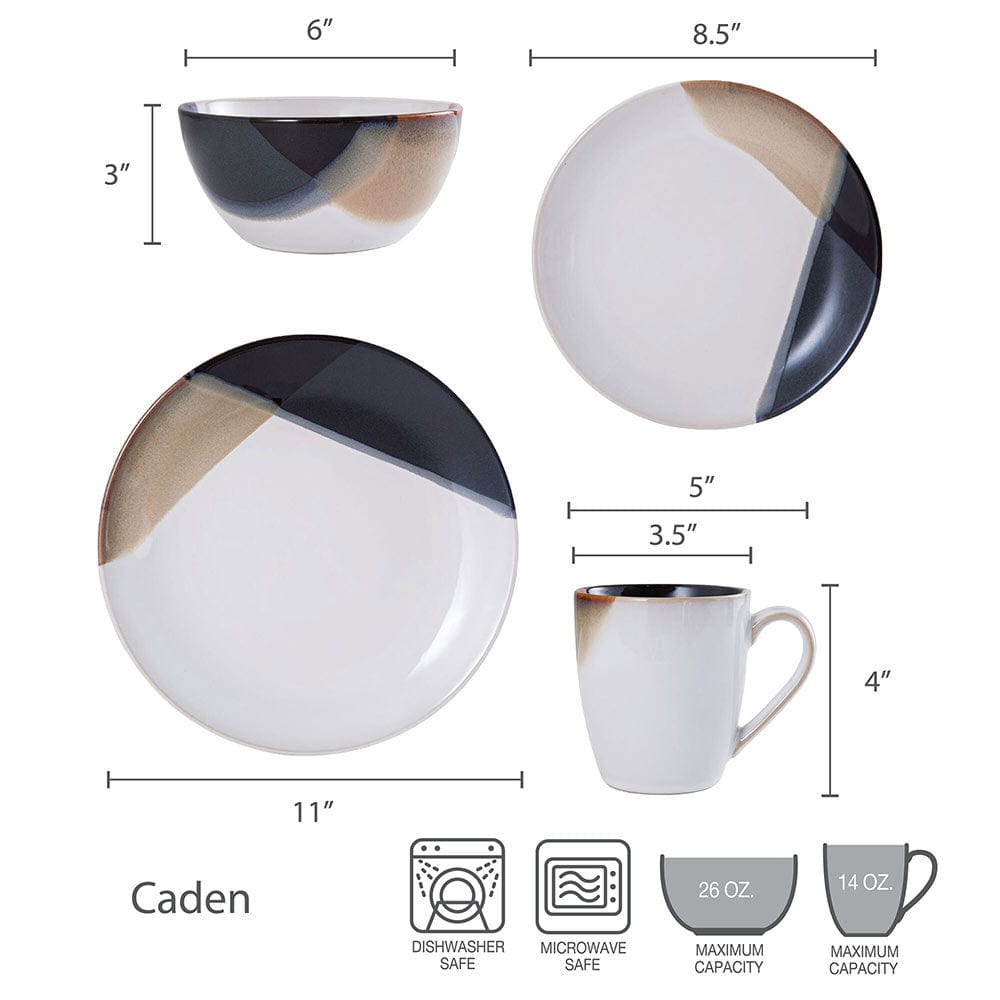 Caden 16 Piece Dinnerware Set, Service for 4