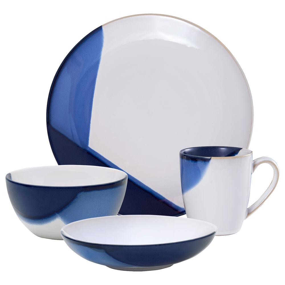 Caden Blue 16 Piece Dinnerware Set, Service for 4