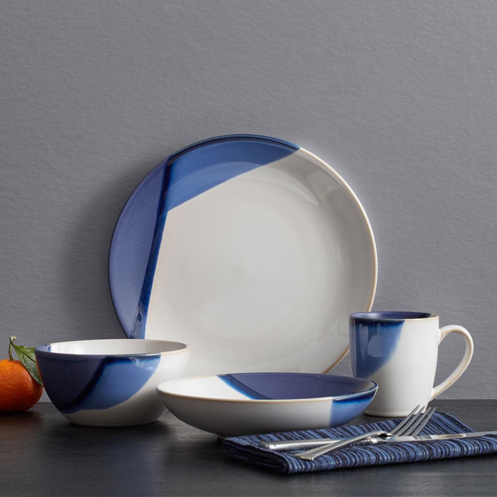 Caden Blue 16 Piece Dinnerware Set, Service for 4