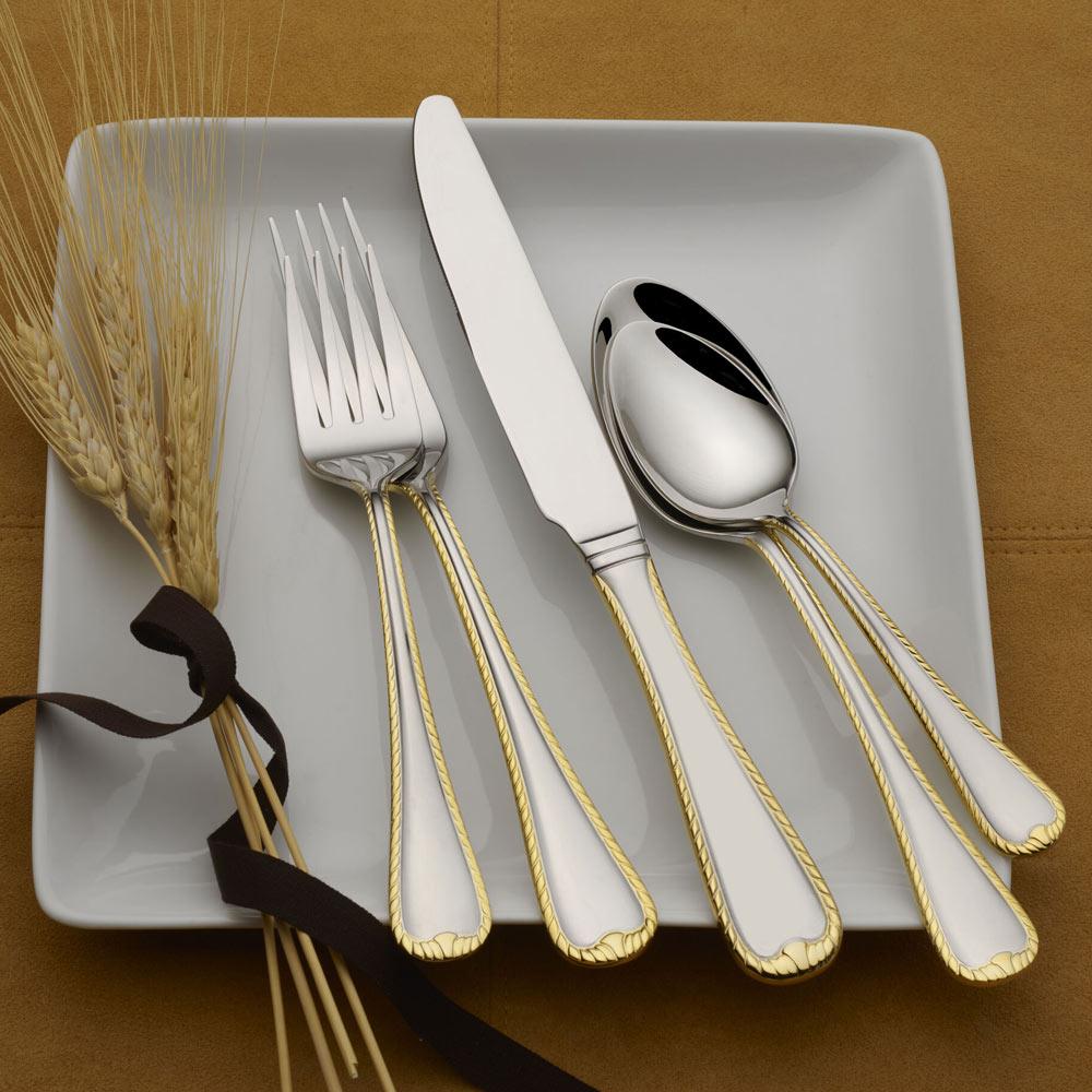 Cameo Gold 65 Piece Flatware Set, Service for 12