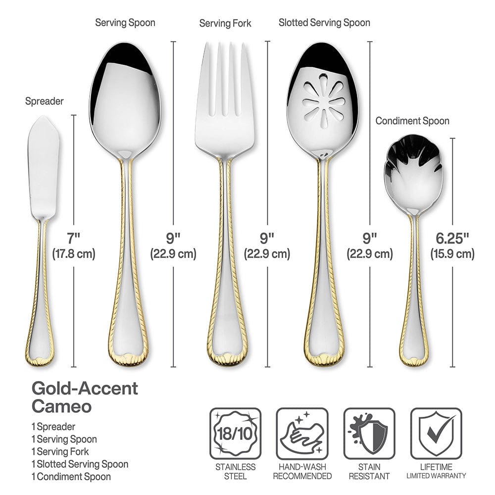 Cameo Gold 65 Piece Flatware Set, Service for 12