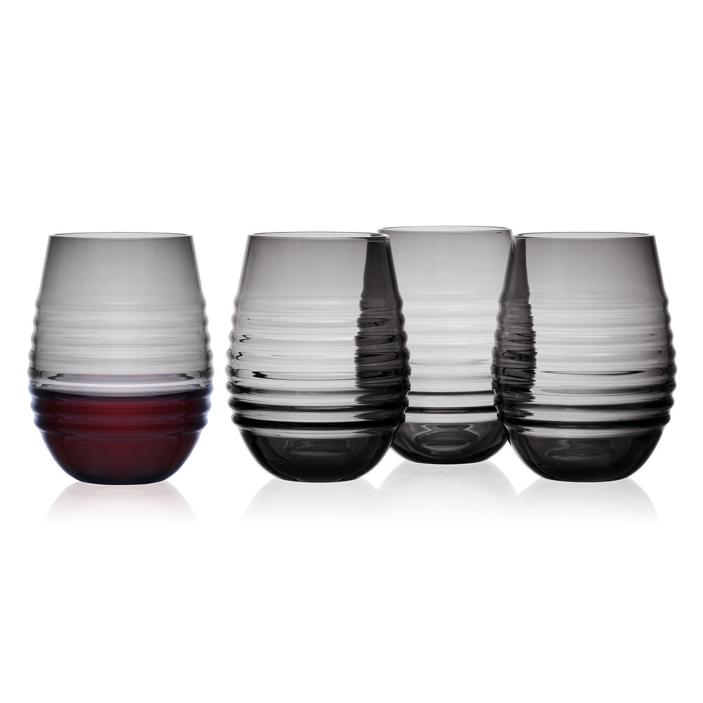 Ciara Smoke Set of 4 Stemless Wine Glasses