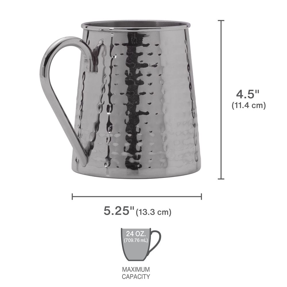 Drew and Jonathan Stainless Hammered Set of 2 Beer Mugs