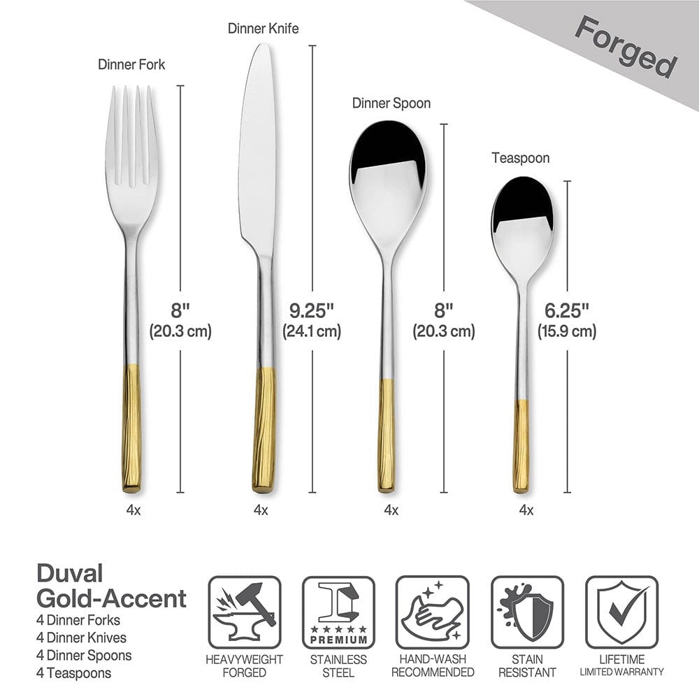 Duval Forged 16 Piece Flatware Set, Service for 4