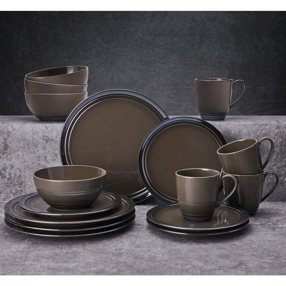 Elura Espresso 16 Piece Dinnerware Set, Service for 4