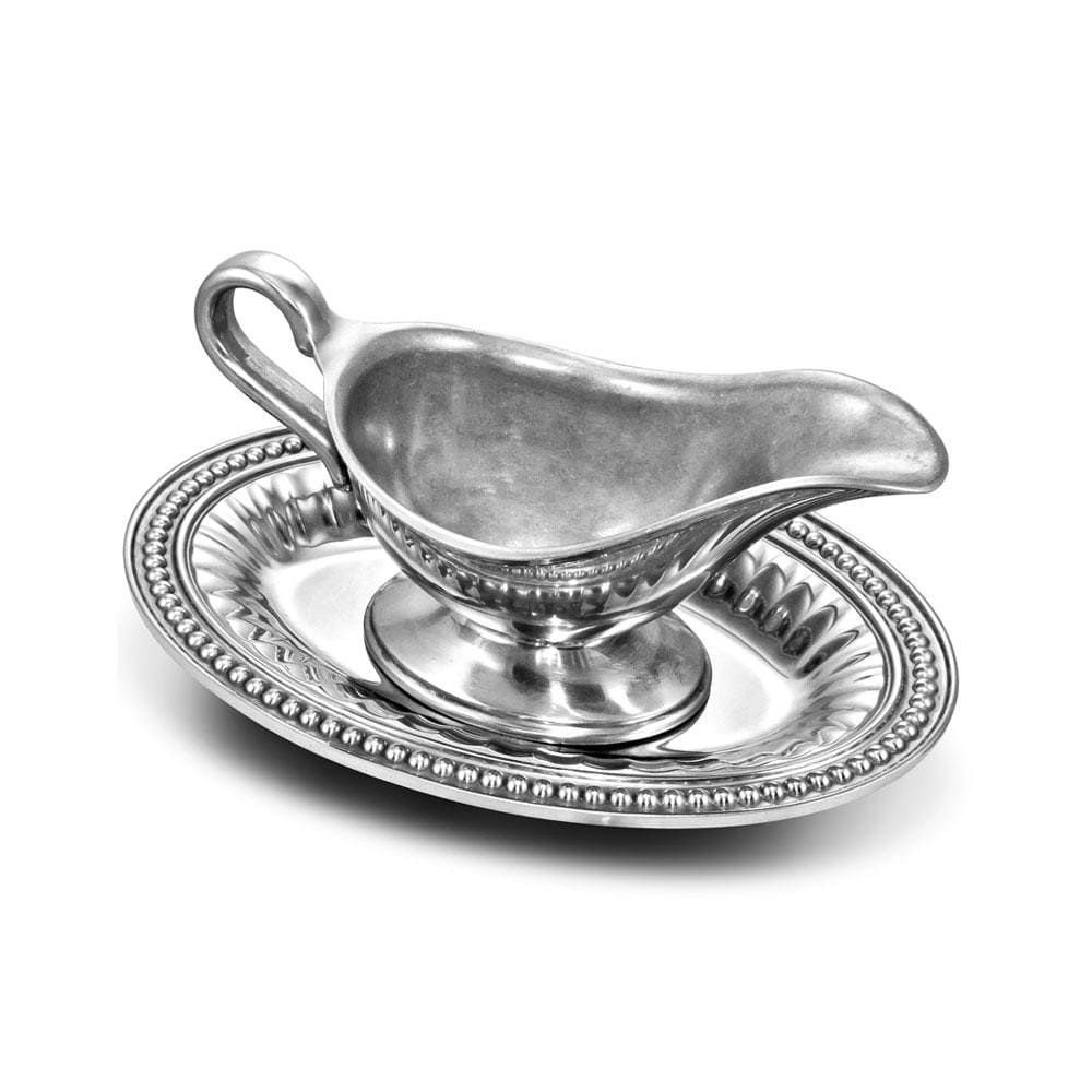 Flutes & Pearls Gravy Boat with Tray