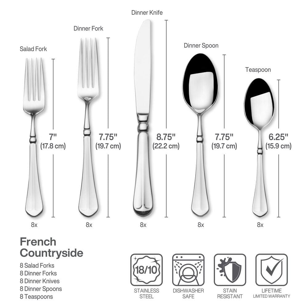 French Countryside® 45 Piece Flatware Set, Service for 8