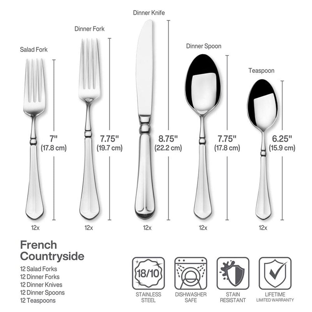 French Countryside® 65 Piece Flatware Set, Service for 12