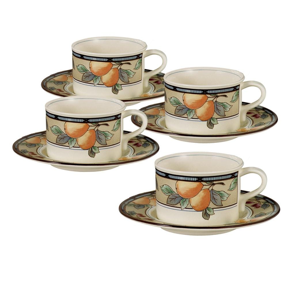 Garden Harvest Tea Cups and Saucers, Set of 4