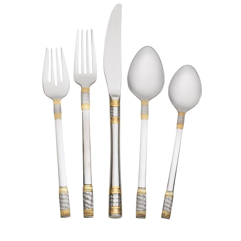 Gold Accent Corsica 65 Piece Flatware Set, Service for 12