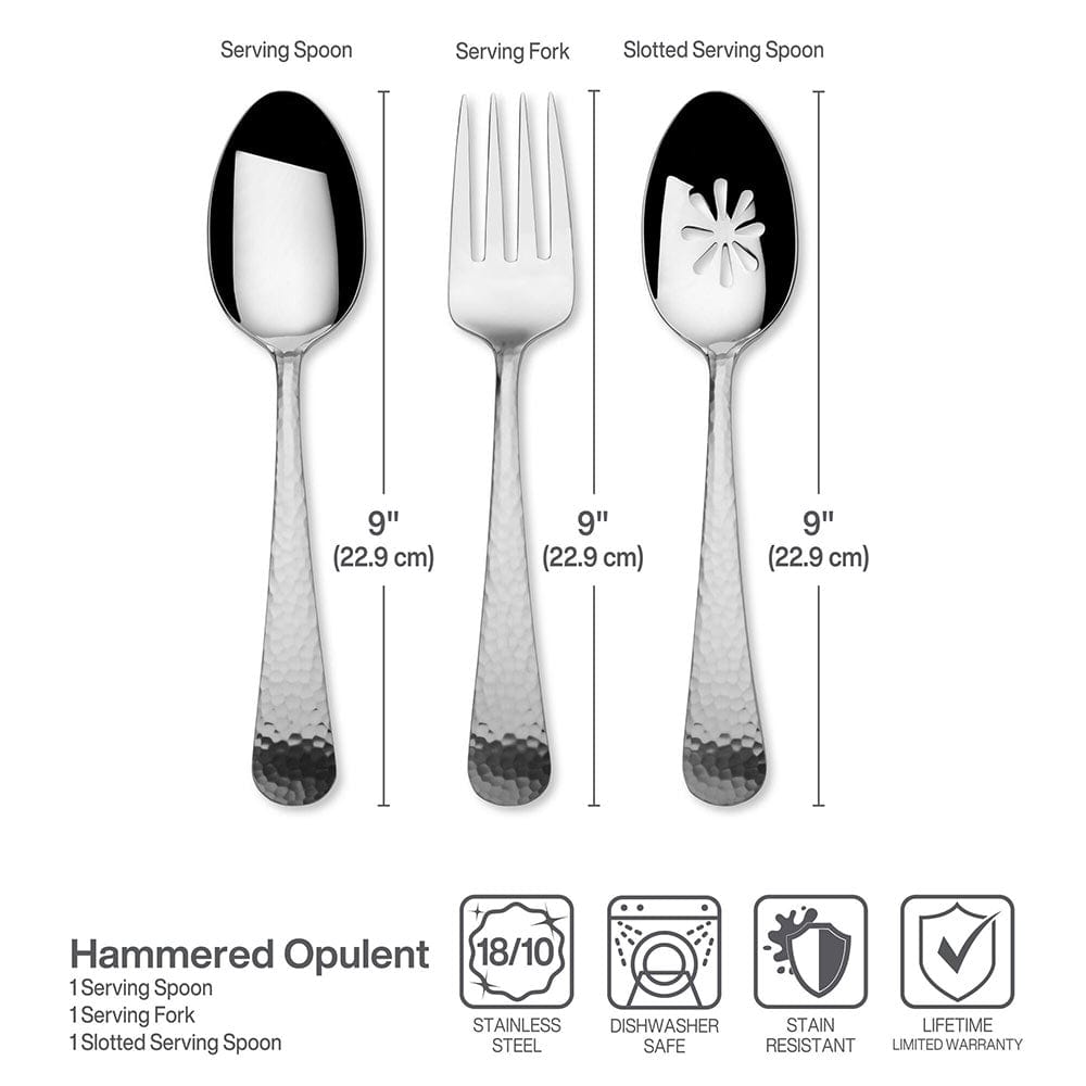 Hammered Opulent 75 Piece Flatware Set, Service for 12