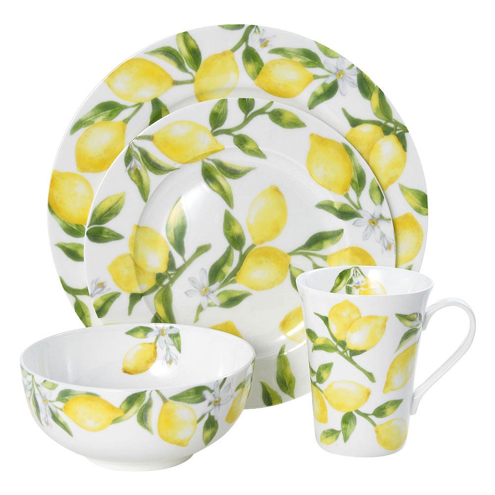 Lemons 16 Piece Dinnerware Set, Service for 4