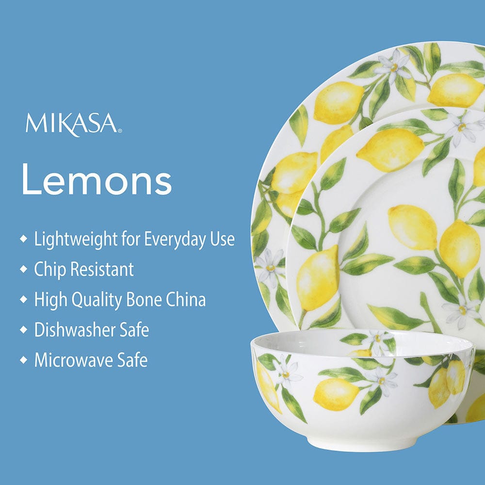 Lemons 16 Piece Dinnerware Set, Service for 4