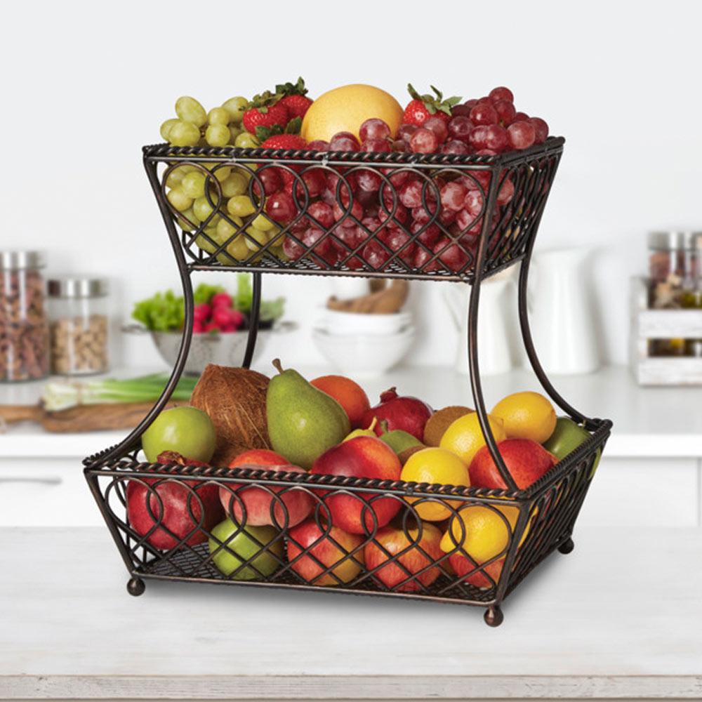 Loop Lattice 2 Tier Rectangular Basket
