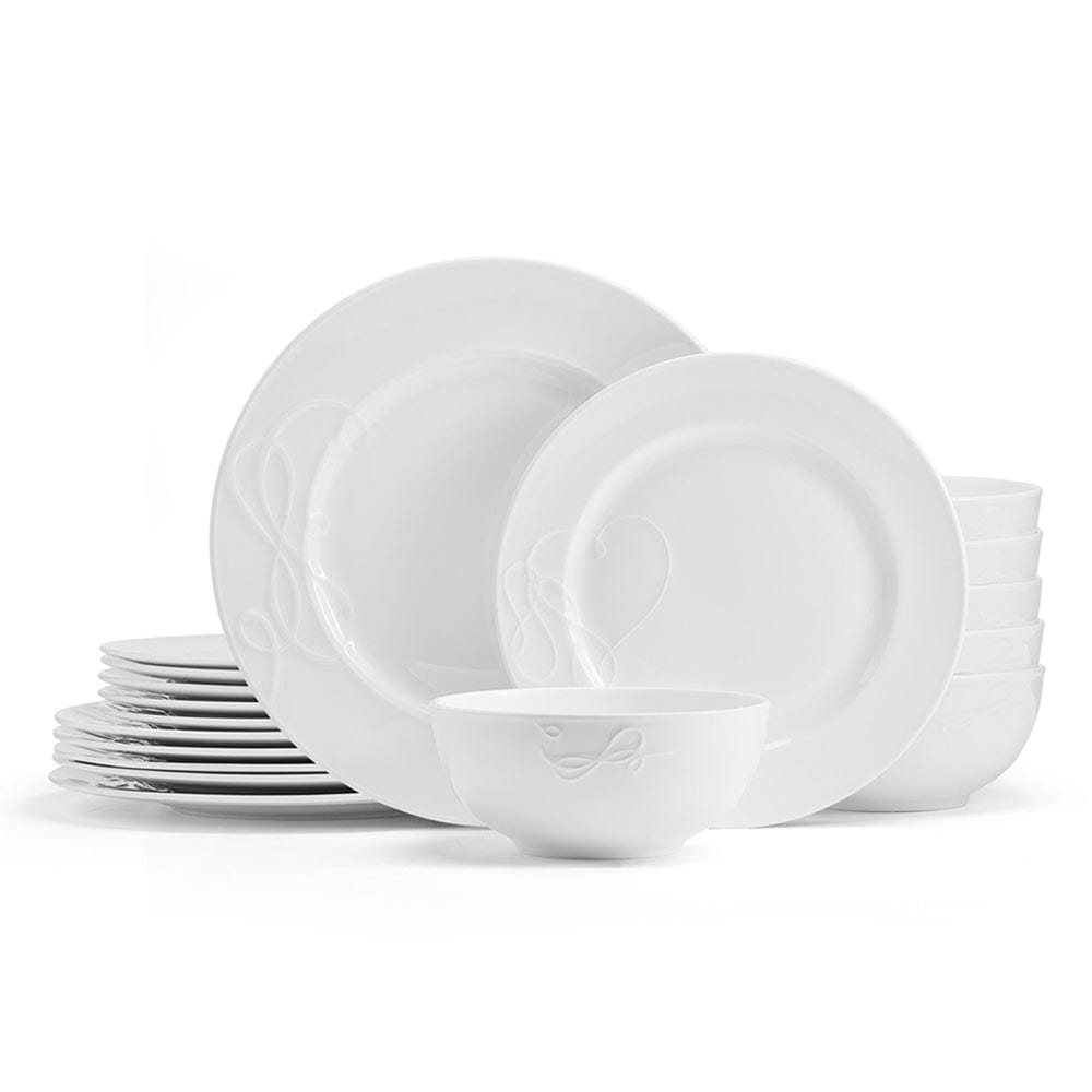 Love Story White 18 Piece Dinnerware Set, Service for 6