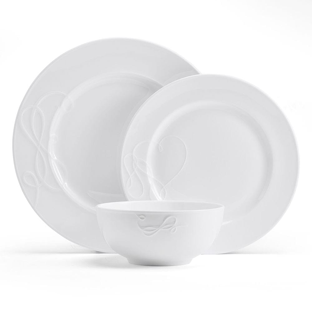 Love Story White 18 Piece Dinnerware Set, Service for 6