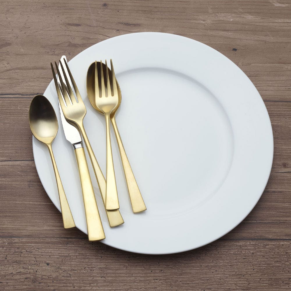Lucia Satin Gold 20 Piece Flatware Set, Service for 4