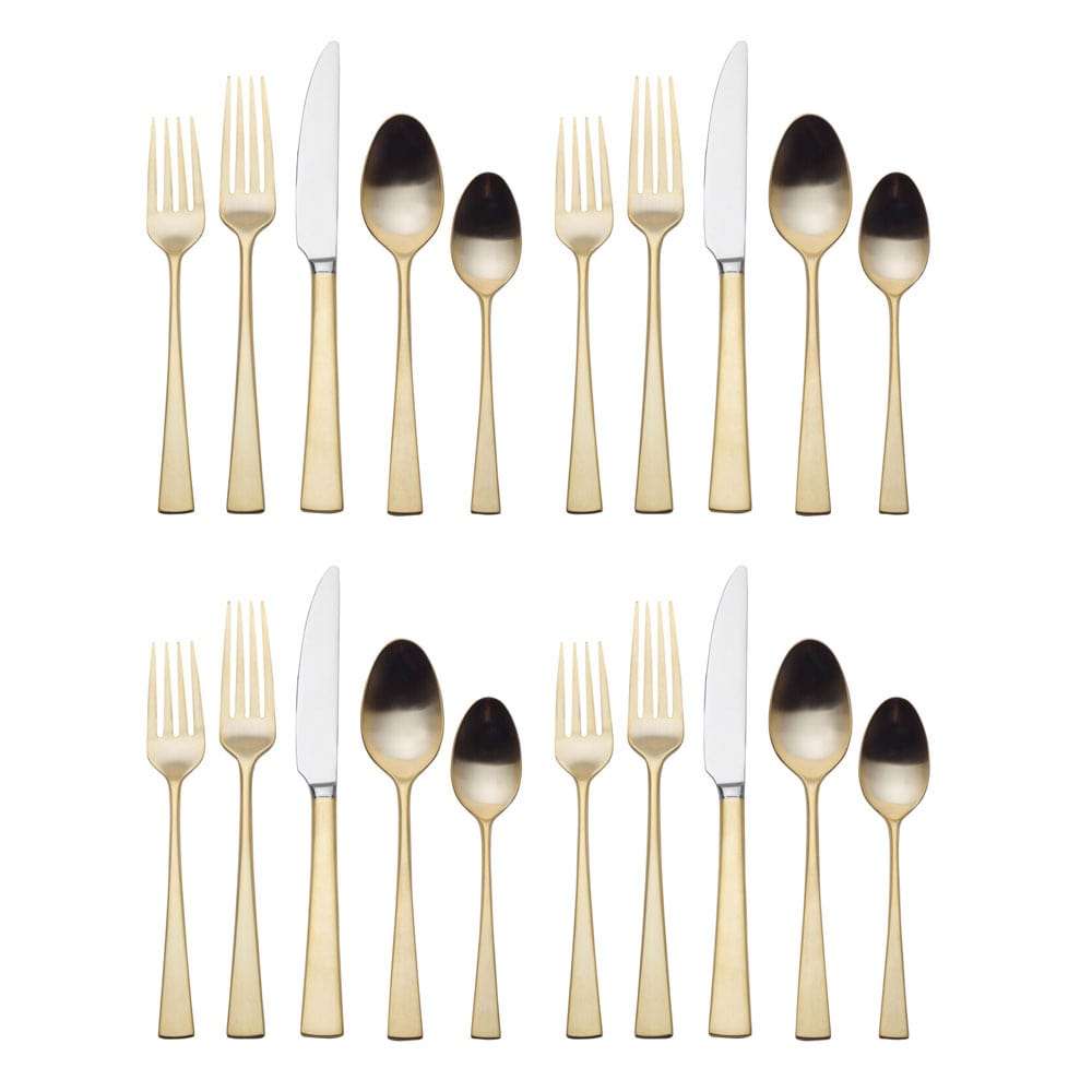 Lucia Satin Gold 20 Piece Flatware Set, Service for 4