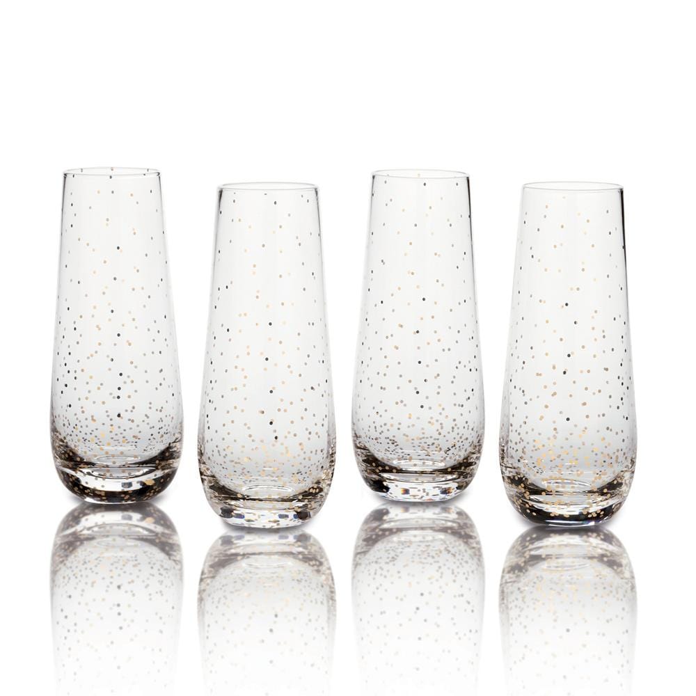 Lustre Set of 4 Dots Gold Stemless Flute Glasses