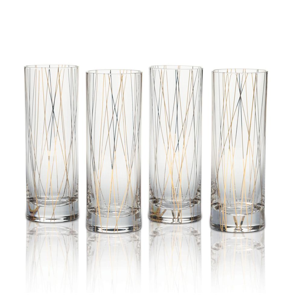 Lustre Set of 4 Lines Gold Collins Glasses