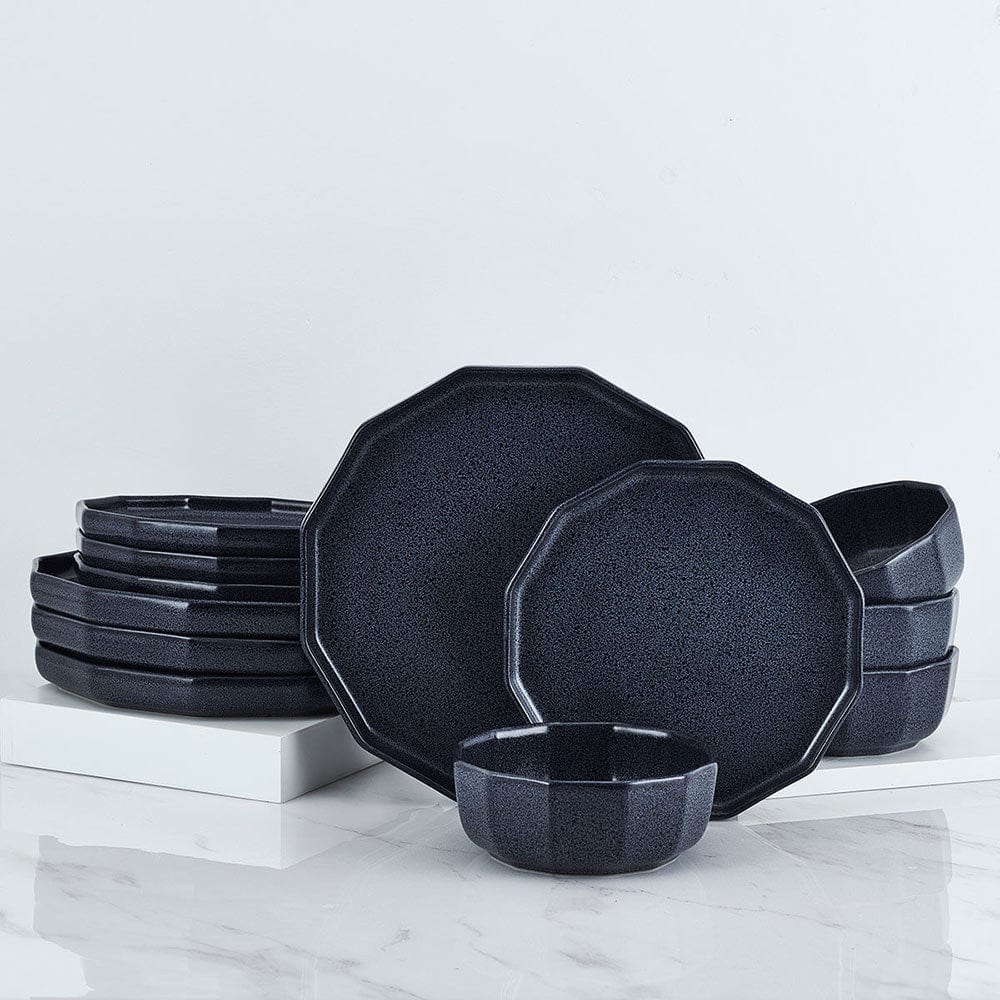 Luxor Blue 12 Piece Dinnerware Set, Service for 4