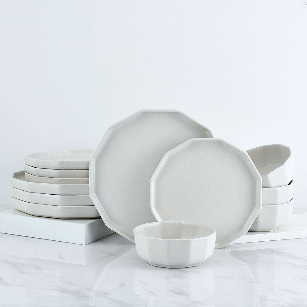 Luxor White 12 Piece Dinnerware Set, Service for 4