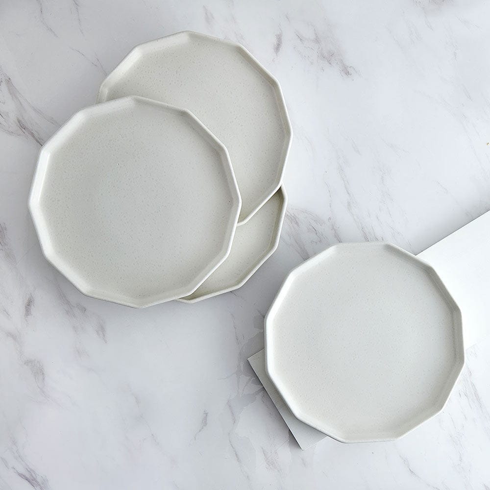 Luxor White Set of 4 Dinner Plates