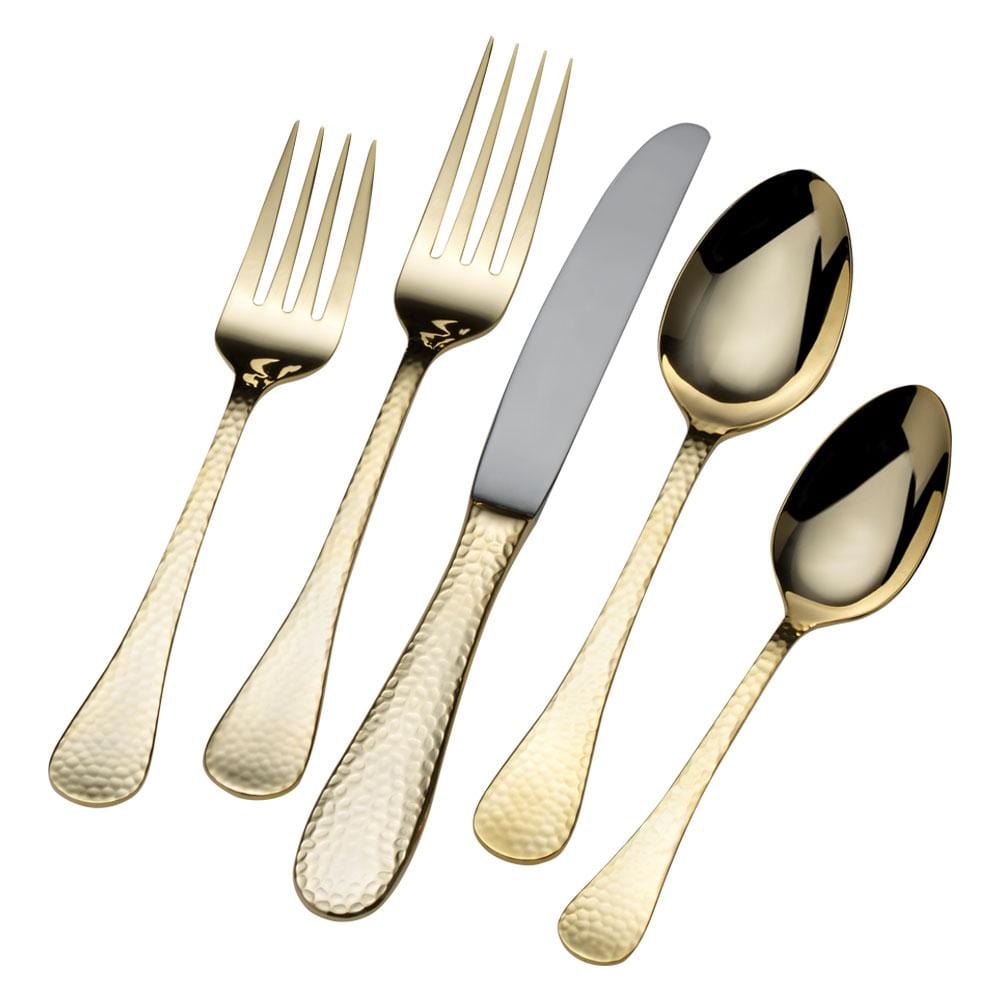 Mila Gold Plated 45 Piece Flatware Set, Service for 8