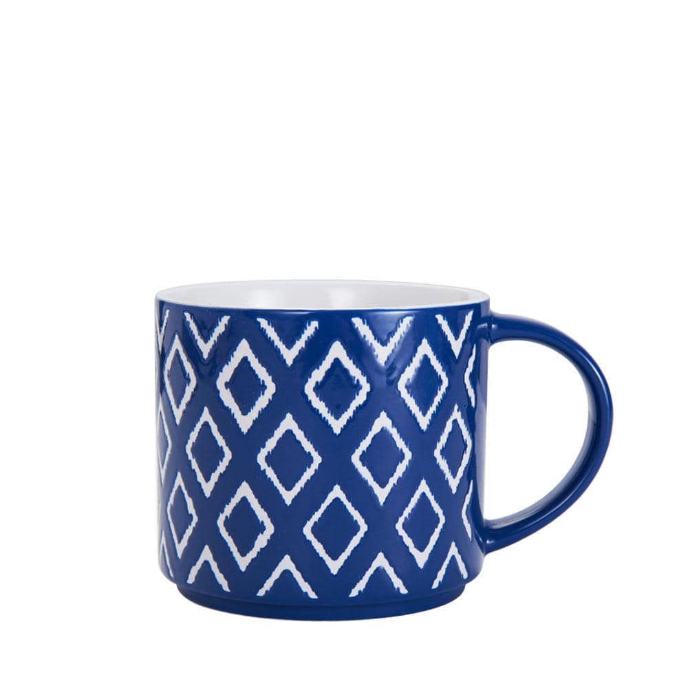 Navy Diamond Geometric Stackable Mug