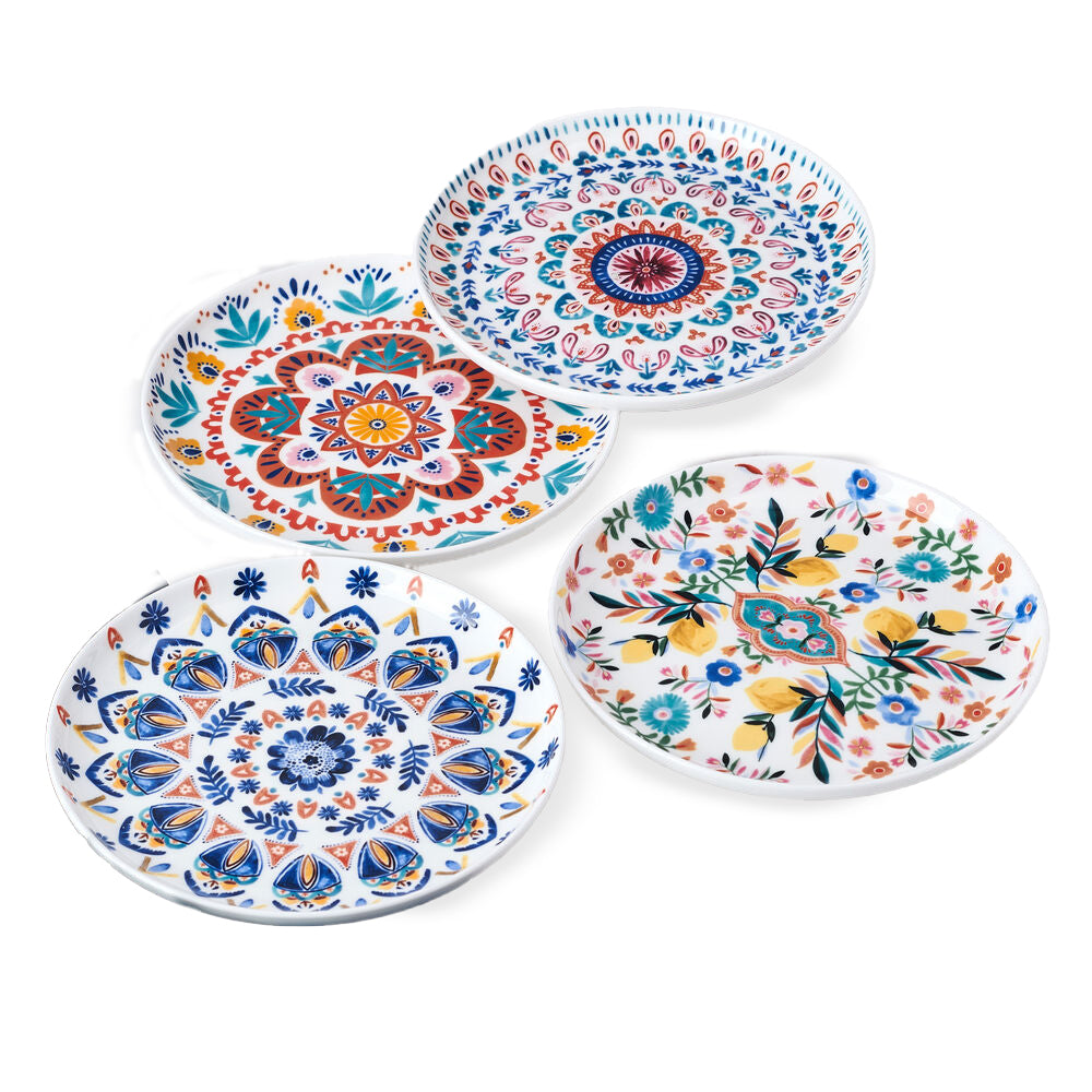 Painted Medallion Set of 4 Appetizer Plates