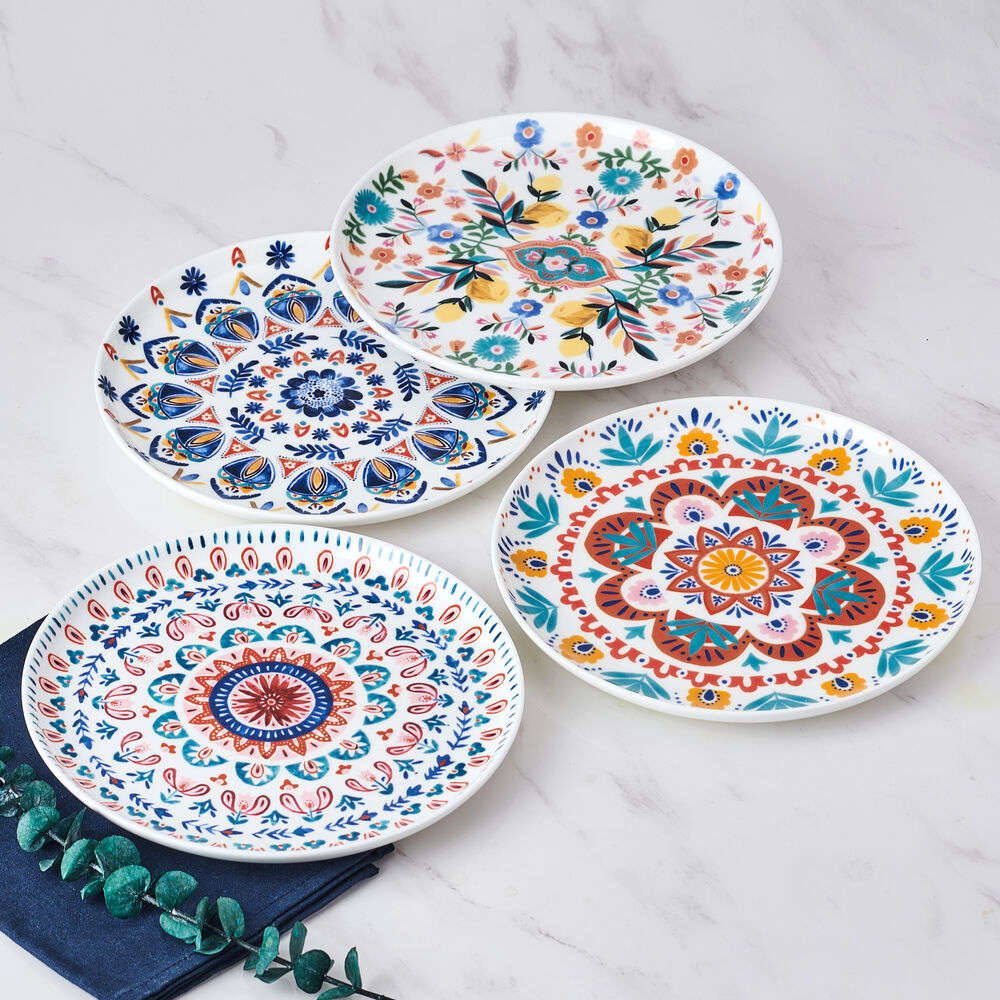 Painted Medallion Set of 4 Salad Plates