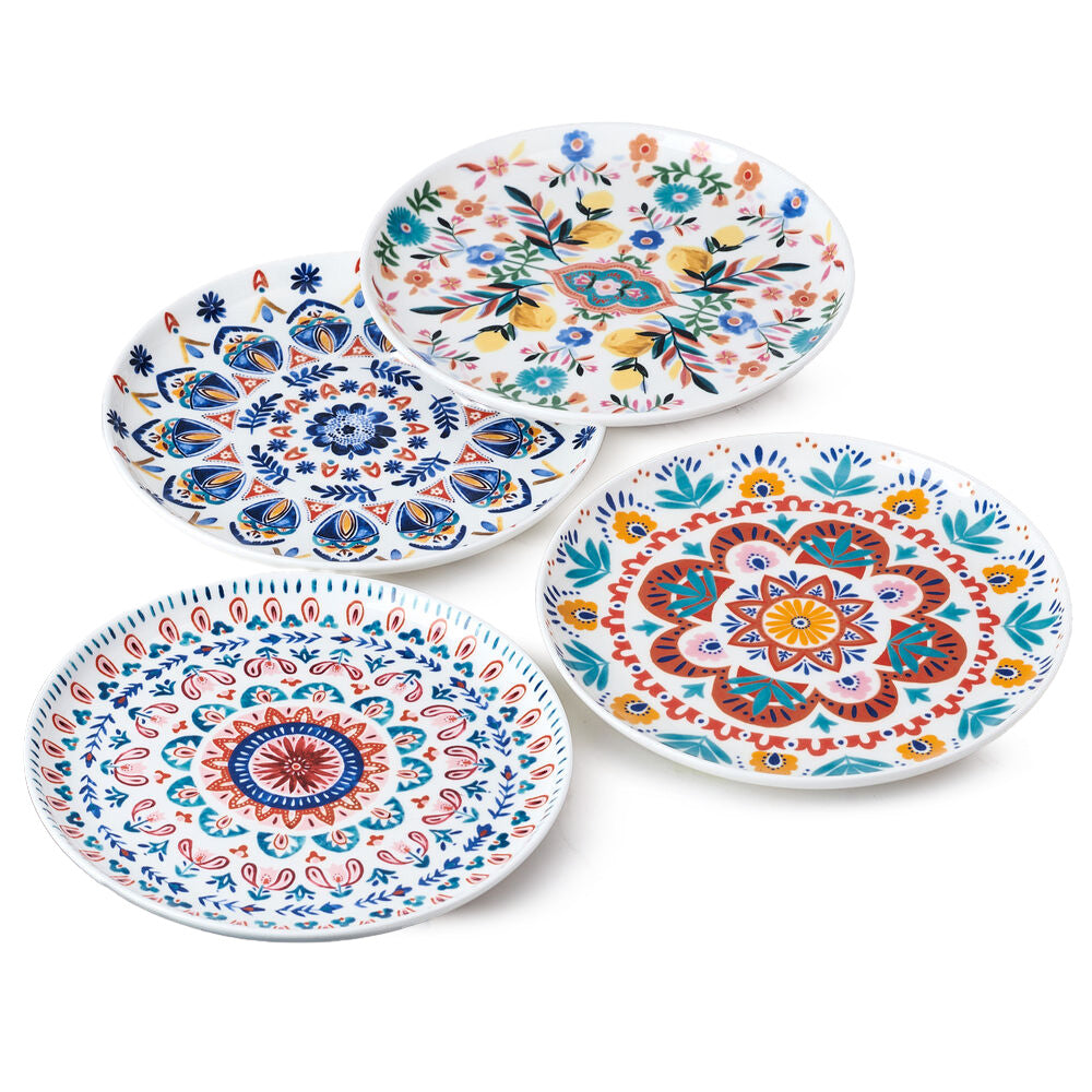 Painted Medallion Set of 4 Salad Plates