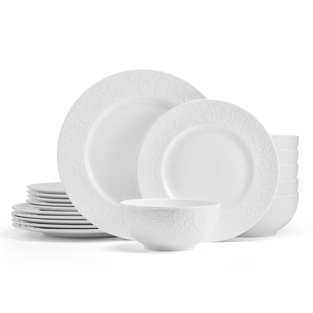 Parchment White 18 Piece Dinnerware Set, Service for 6