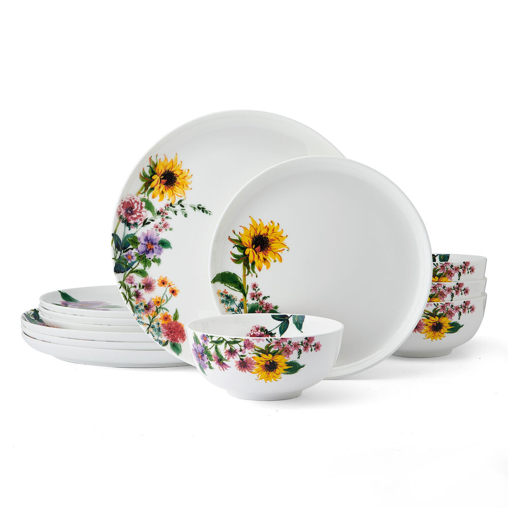 Garden of Petals 12 Piece Dinnerware Set, Service for 4