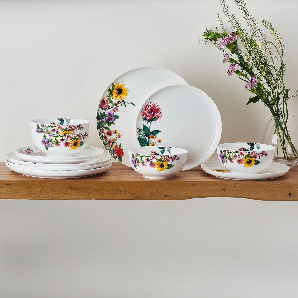 Garden of Petals 12 Piece Dinnerware Set, Service for 4