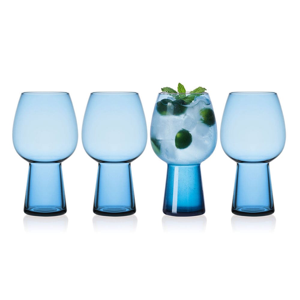 Phoebe Blue Set of 4 Beer Goblet Glasses