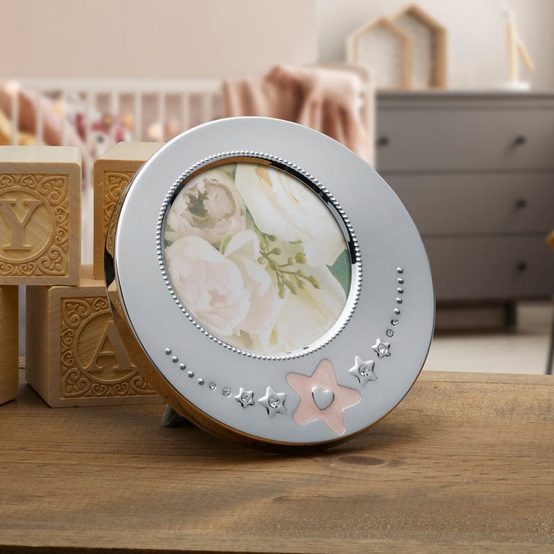Baby Pink Star Nickelplate Round Frame
