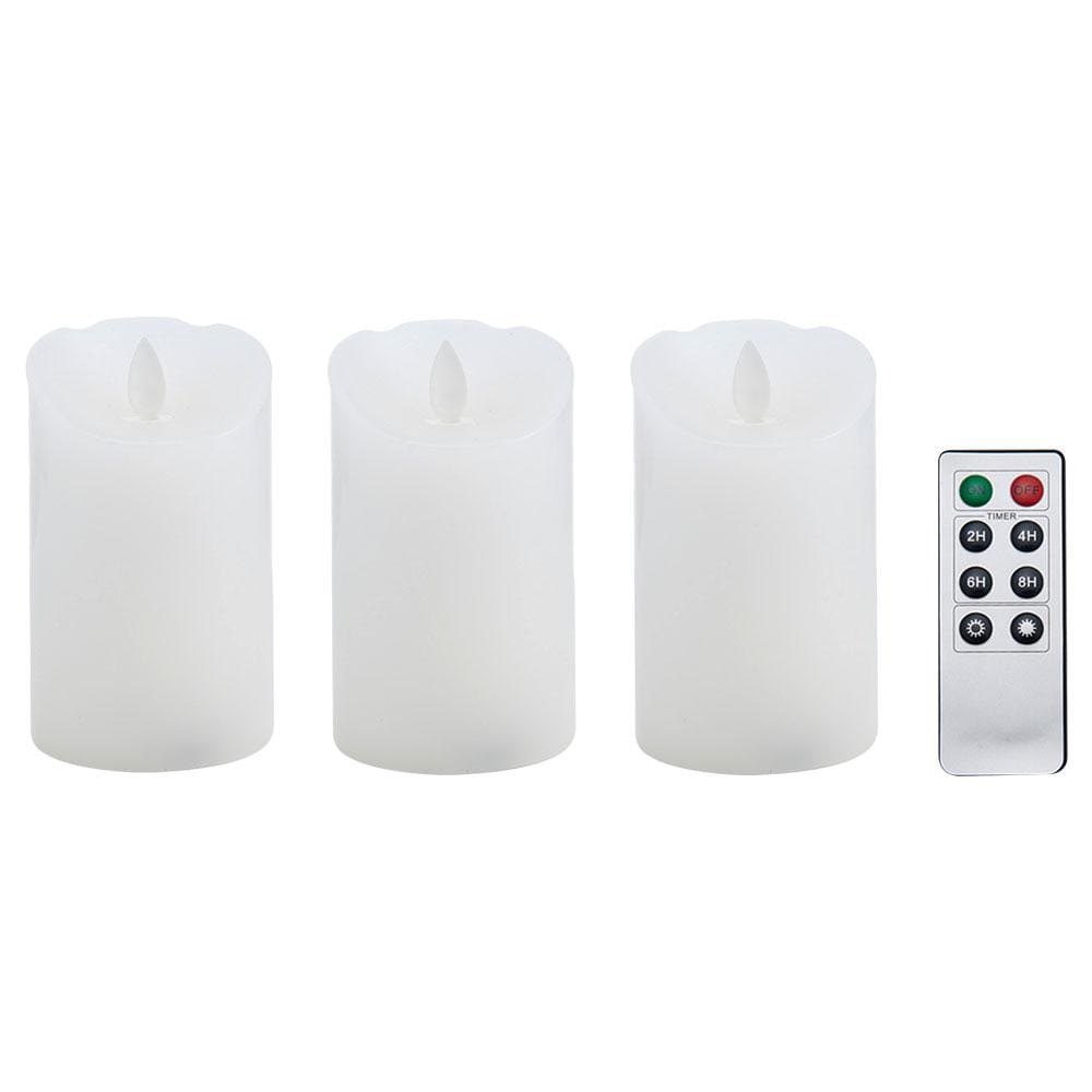 Reflections Set of 3 White LED Candles with Realistic Flame and Remote