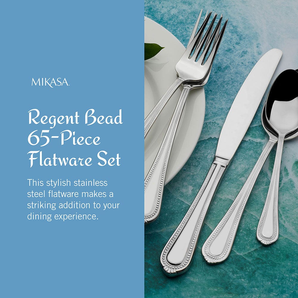 Regent Bead 65 Piece Flatware Set, Service for 12