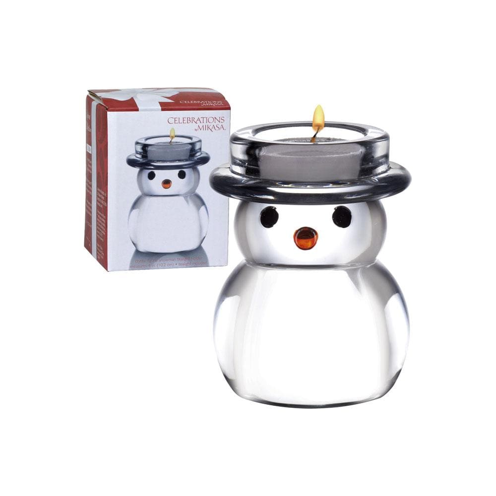 Rejoice Crystal Snowman Tealight Holder